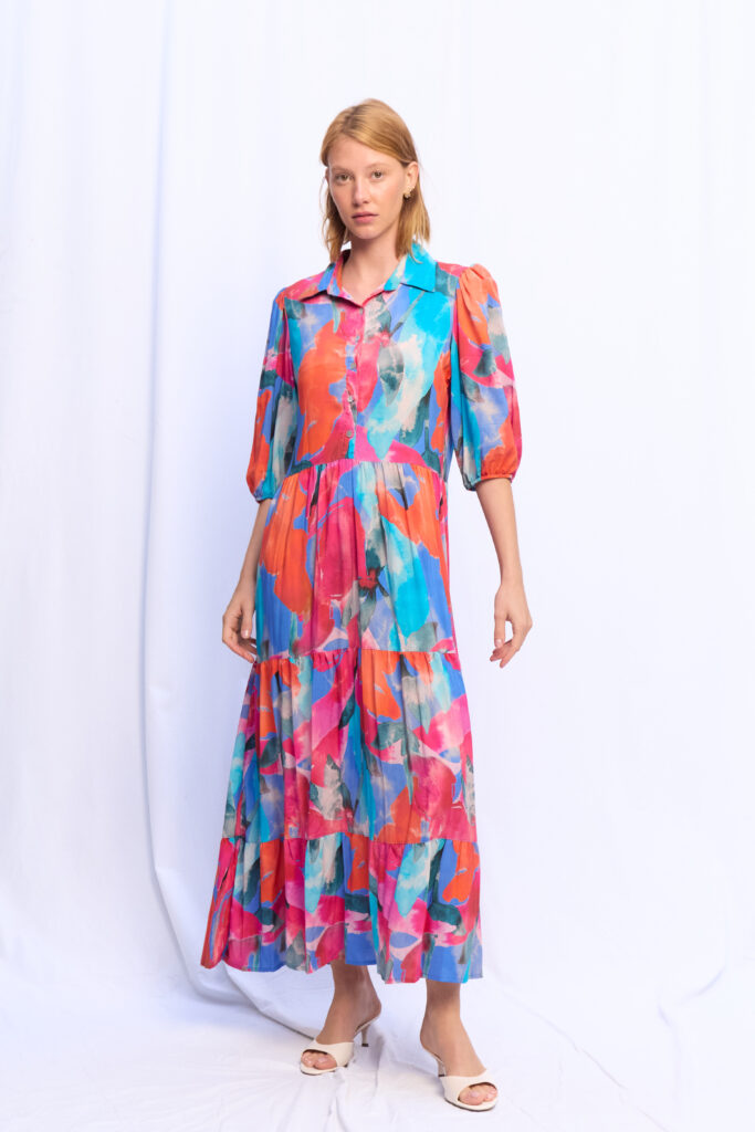 VESTIDO AMANDA FUCSIA MULTICOLOR