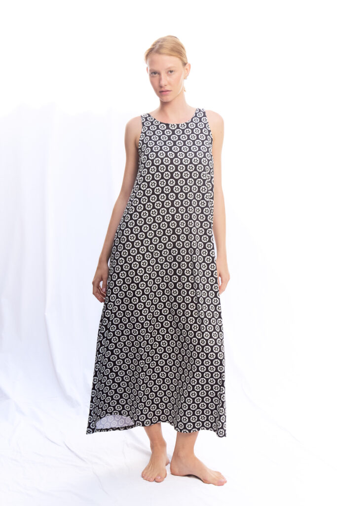 VESTIDO OLIVIA LYCRA NEGRO GEOMÉTRICO