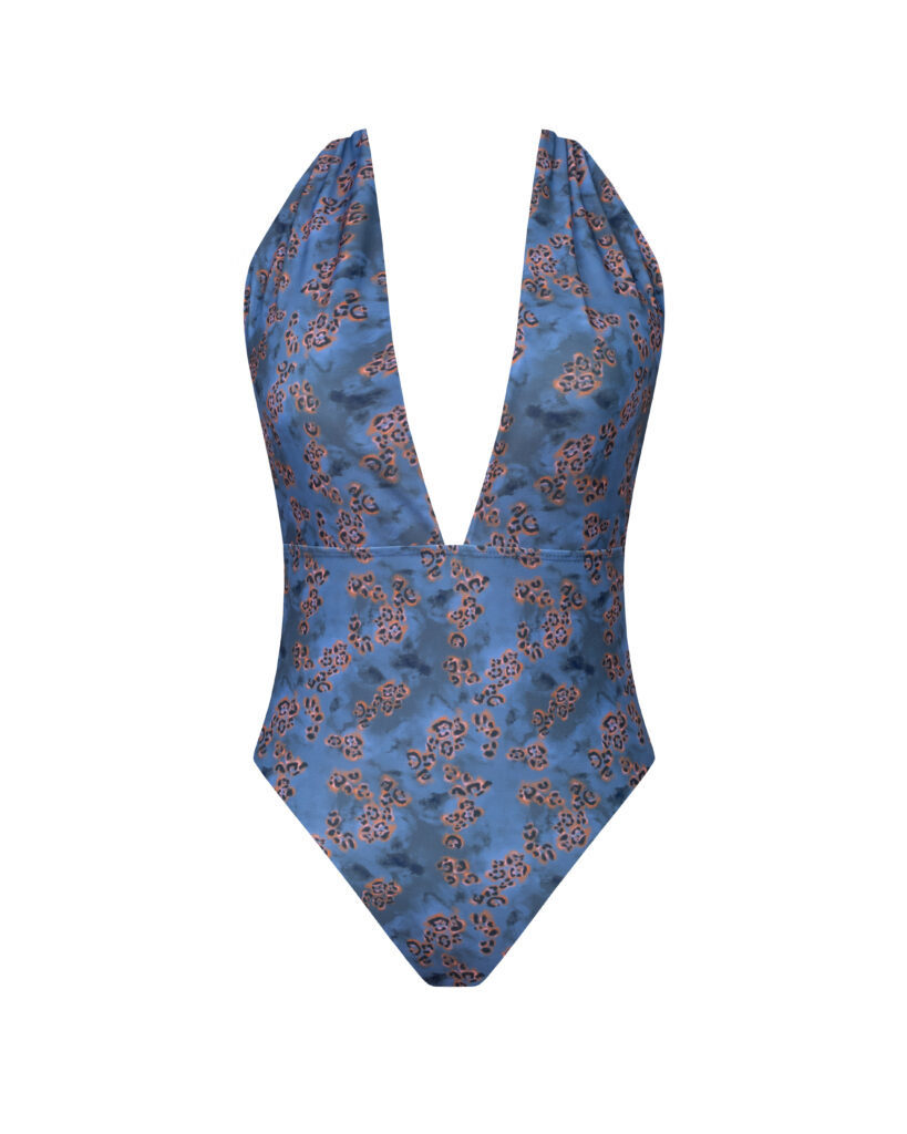 ROPA DE BAÑO CARMEN AZUL ANIMAL PRINT