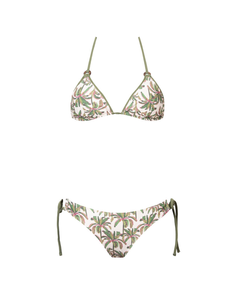 BIKINI JULIANA ARG ECRU VERDE PALMERAS