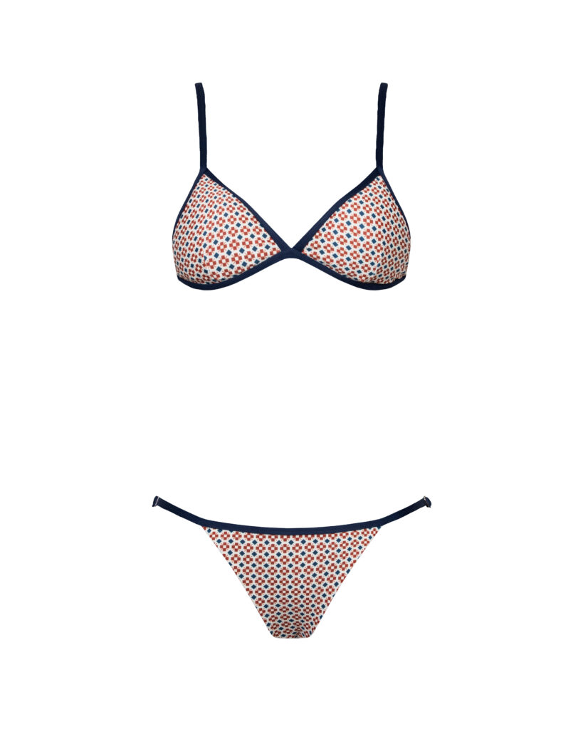 BIKINI GIGI REVERSIBLE ECRU GEOMÉTRICO AZUL