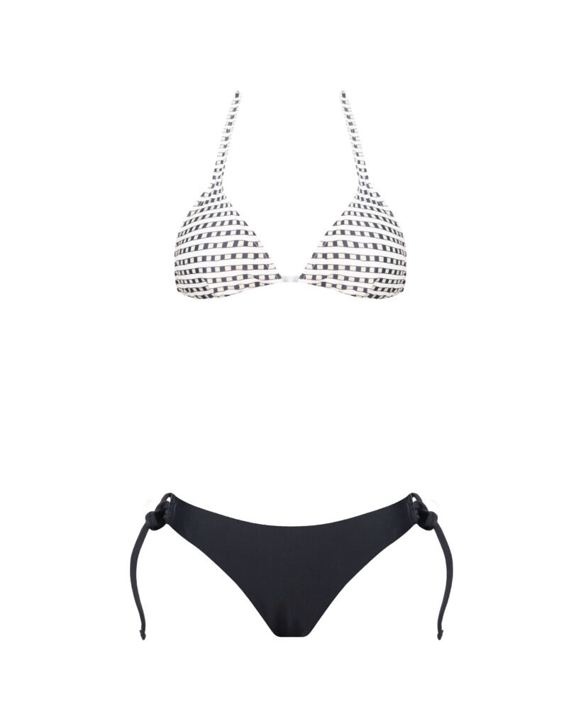 BIKINI JAPONES ECRU NEGRO CUADRADOS