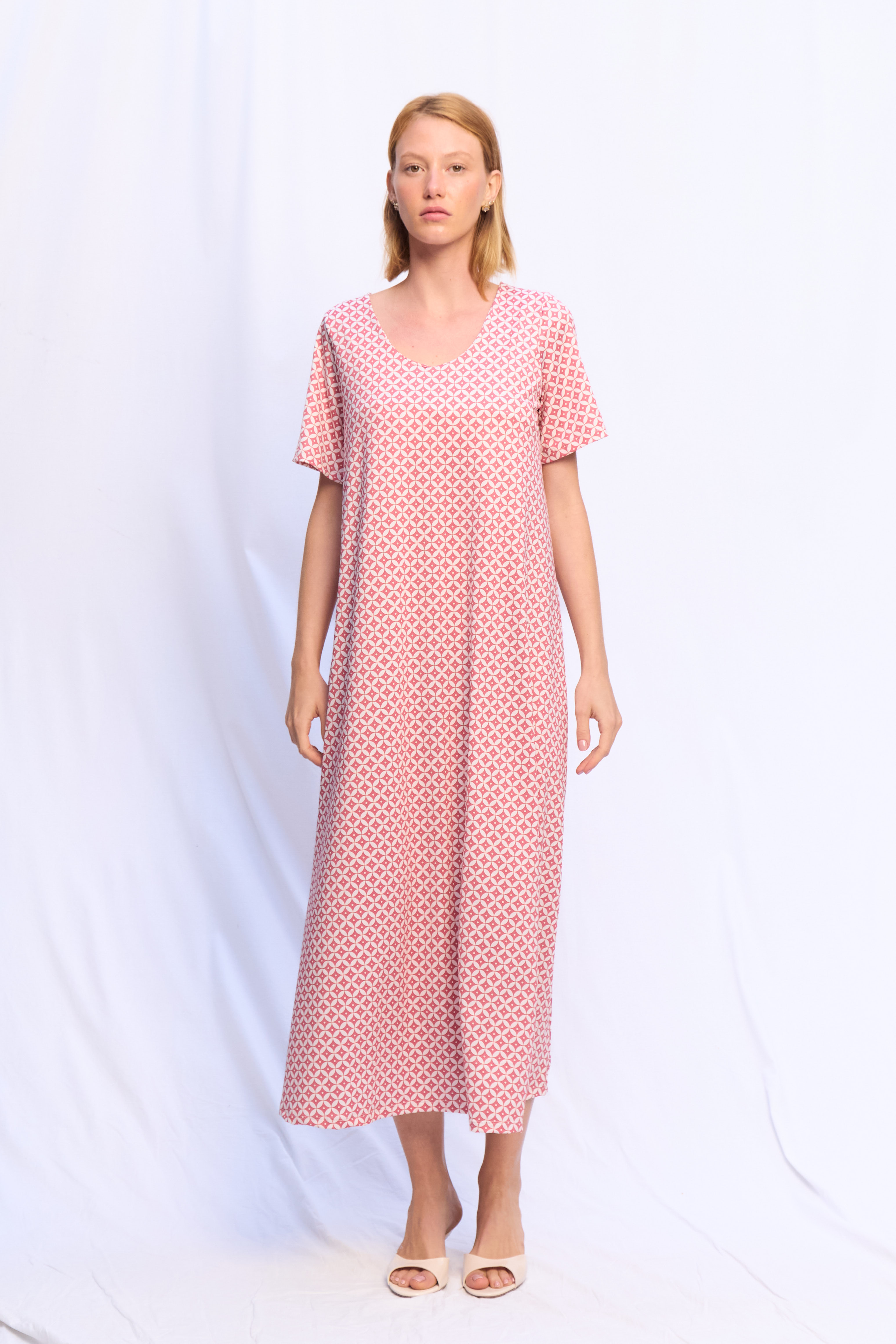 VESTIDO ALMA LYCRA PALO ROSA GEOMÉTRICO