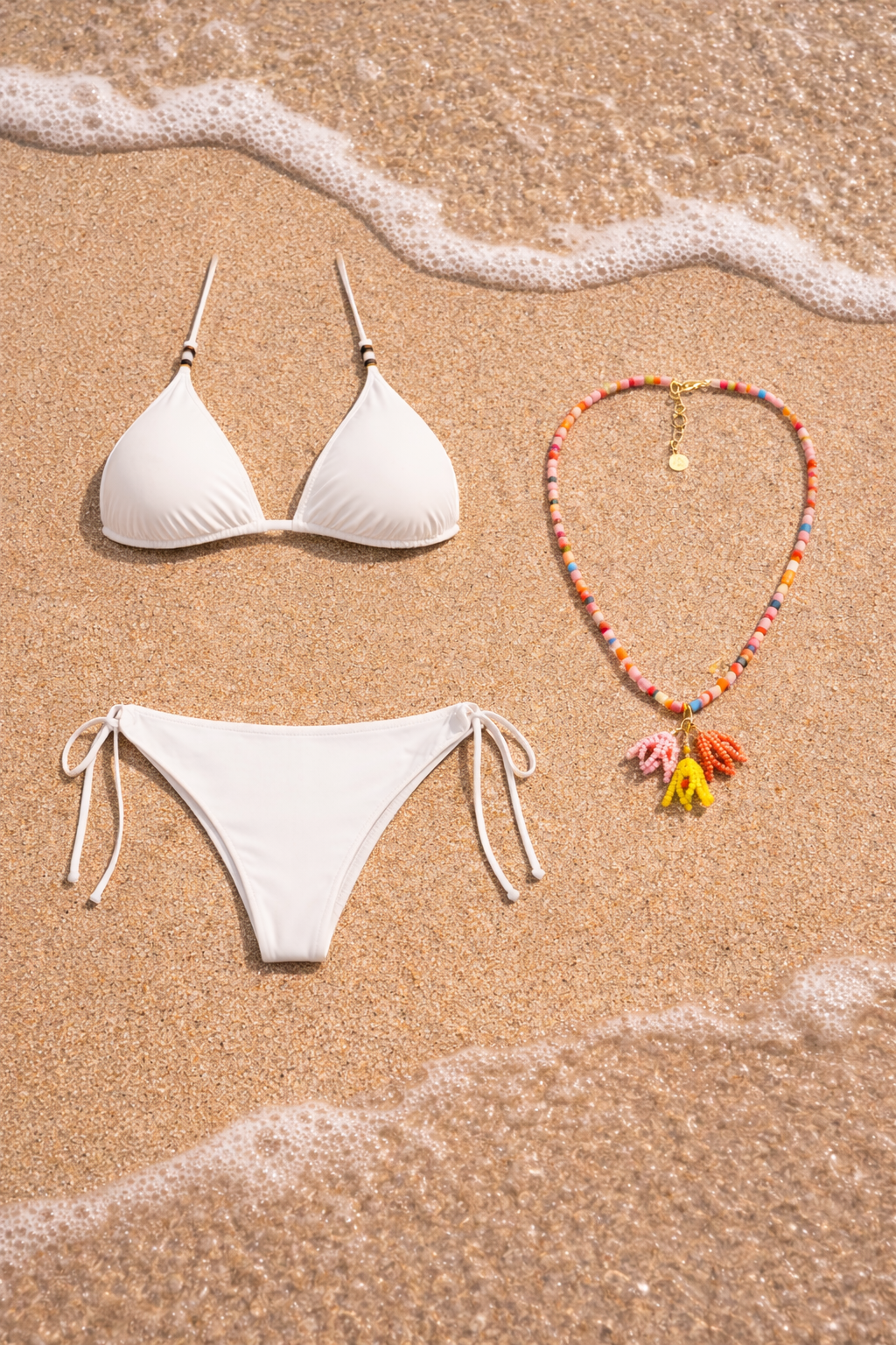 BIKINI JULIANA DORÉ ECRU + BEADED FLOWERS CHARM