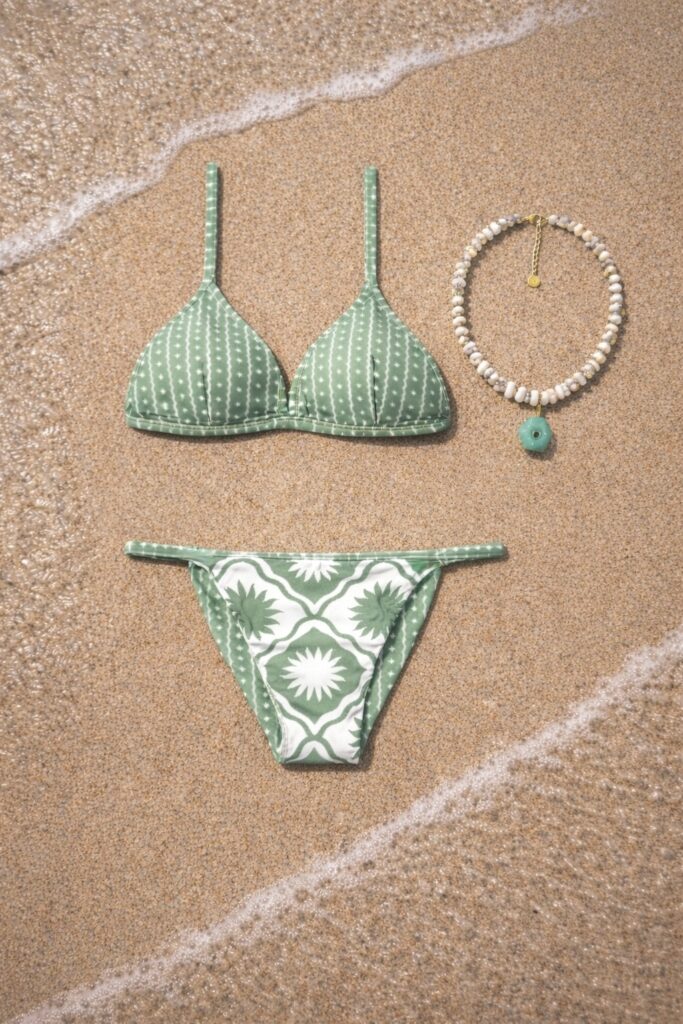 BIKINI GIGI REVERSIBLE VERDE SOL + LEMON AMAZONITE BEADED NECKLACE