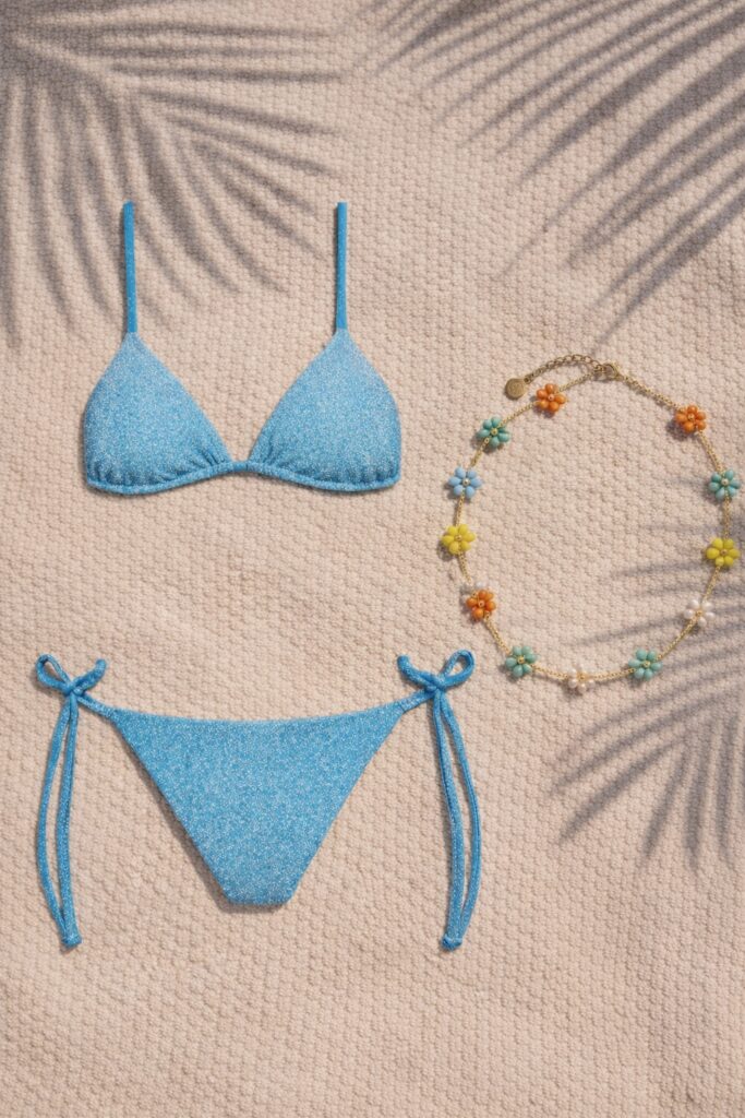 BIKINI JULIANA CELESTE BRILLO + BEADED FLOWER CHAIN